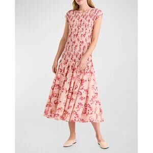 マーレット merlette miller dress Merlette Miller Textured Puff-Sleeve Dress In Tangerine SZ